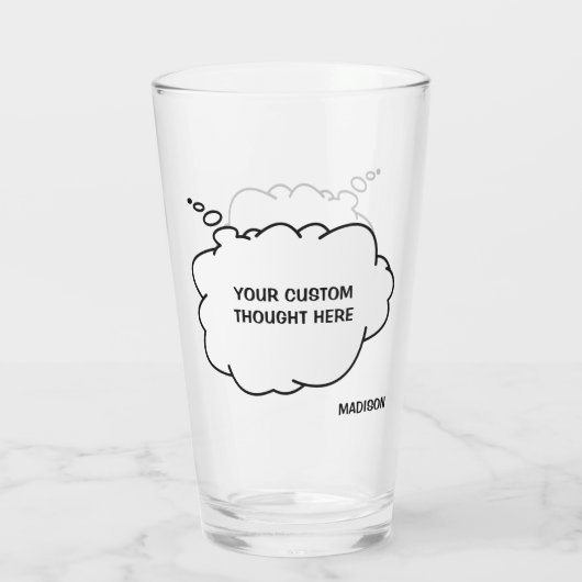 Aangepaste tekst en naam Gedachte Bubbel Glas (Achterkant)