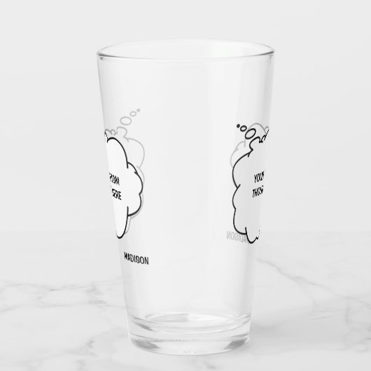 Aangepaste tekst en naam Gedachte Bubbel Glas (Rechts)
