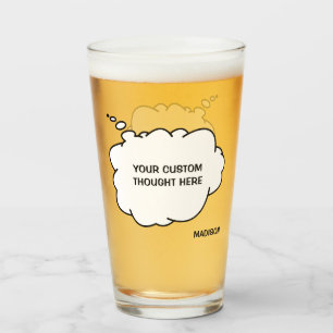 Aangepaste tekst en naam Gedachte Bubbel Glas