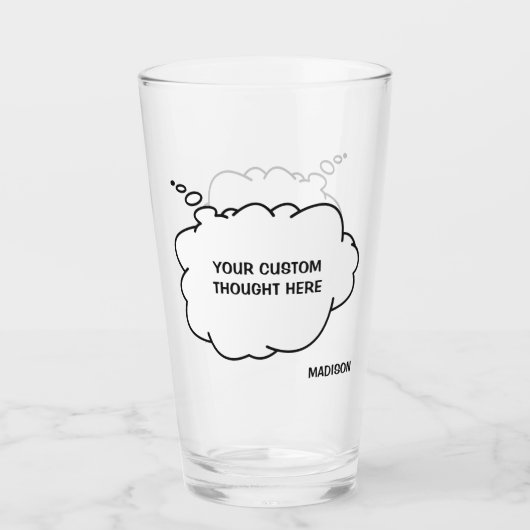 Aangepaste tekst en naam Gedachte Bubbel Glas (Voorkant)