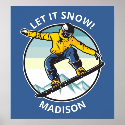 Aangepaste tekst en naam poster SNOWBOARDER (Voorkant)
