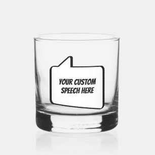 Aangepaste tekst en naam spraakballon whisky glas