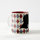 Aangepaste tekst Engelse detective Silhouette Argy Tweekleurige Koffiemok (Voorkant links)