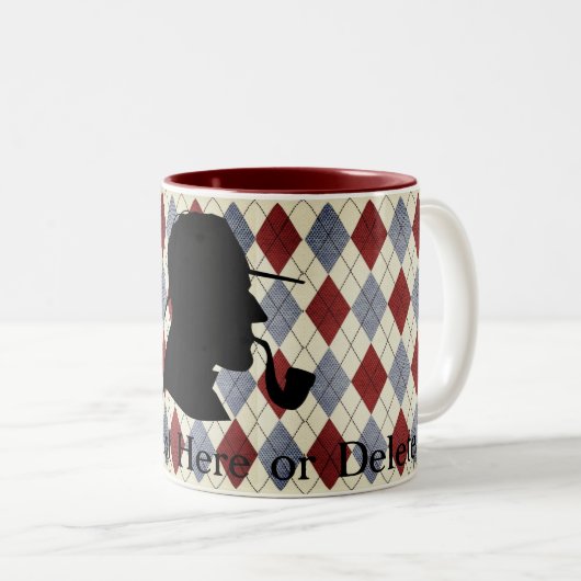 Aangepaste tekst Engelse detective Silhouette Argy Tweekleurige Koffiemok (Voorkant rechts)