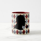 Aangepaste tekst Engelse detective Silhouette Argy Tweekleurige Koffiemok (Center)