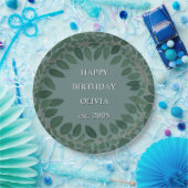 Aangepaste tekst eucalyptus Frame – retro blauw Papieren Bordje (Feest)