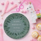Aangepaste tekst eucalyptus Frame – retro blauw Papieren Bordje (Feest)