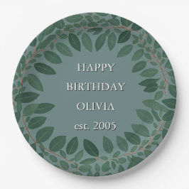 Aangepaste tekst eucalyptus Frame – retro blauw Papieren Bordje