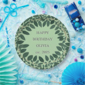 Aangepaste tekst eucalyptus Frame – salie groen Papieren Bordje (Feest)