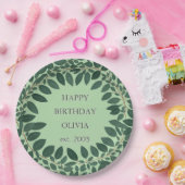 Aangepaste tekst eucalyptus Frame – salie groen Papieren Bordje (Feest)