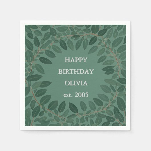 Aangepaste tekst eucalyptus Frame Servet – groen (Voorkant)