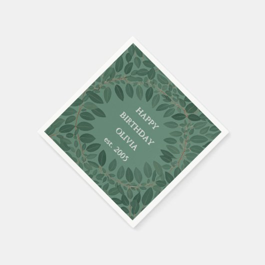 Aangepaste tekst eucalyptus Frame Servet – groen (Hoek)