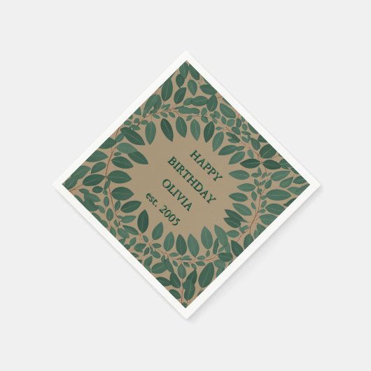 Aangepaste tekst eucalyptus Frame Servet – mokka b (Hoek)