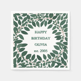 Aangepaste tekst eucalyptus krans frame – wit servet