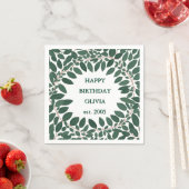 Aangepaste tekst eucalyptus kranslijst – wit servet (Insitu)