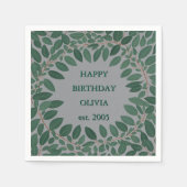 Aangepaste tekst eucalyptus Lijst – grijs Servet (Voorkant)