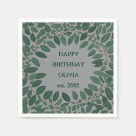 Aangepaste tekst eucalyptus Lijst – grijs Servet