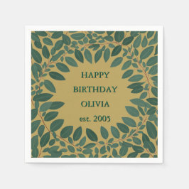 Aangepaste tekst eucalyptus lijst – mosterdgeel servet