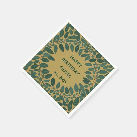 Aangepaste tekst eucalyptus lijst – mosterdgeel servet (Hoek)