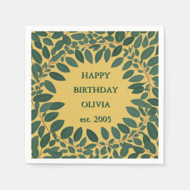 Aangepaste tekst eucalyptus lijst – mosterdgeel servet