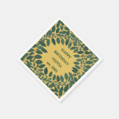 Aangepaste tekst eucalyptus lijst – mosterdgeel servet (Hoek)