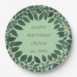 Aangepaste tekst eucalyptus lijst – saliegroen papieren bordje