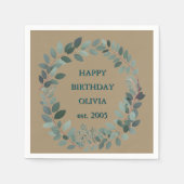 Aangepaste tekst eucalyptus Lijst servet – mocha b (Voorkant)