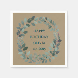 Aangepaste tekst eucalyptus lijst servet – mokka b