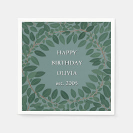 Aangepaste tekst eucalyptus lijst servet – retrobl