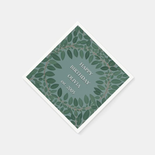 Aangepaste tekst eucalyptus lijst servet – retrobl (Hoek)