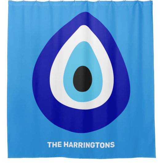 Aangepaste tekst Evil Eye Nazar Amulet Douchegordijn (Voorkant)