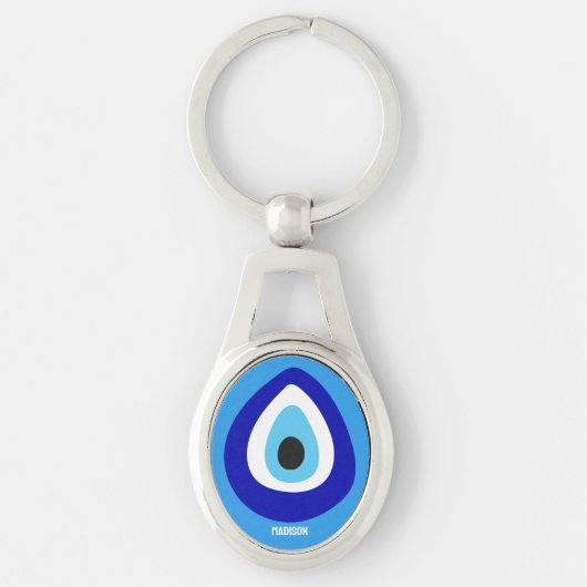 Aangepaste tekst Evil Eye Nazar Amulet Sleutelhanger (Voorkant)