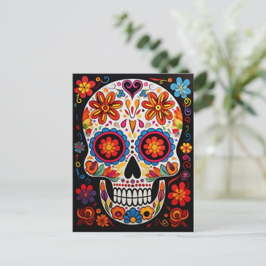 Aangepaste tekst 💀Exquise Día de Muertos Briefkaa Briefkaart (Staand voorkant)