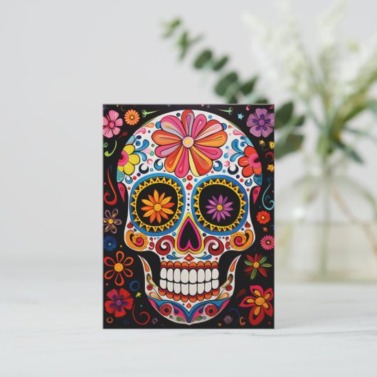 Aangepaste tekst 💀Exquise Día de Muertos Briefkaa Briefkaart (Staand voorkant)
