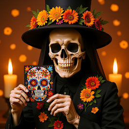 Aangepaste tekst 💀Exquise Día de Muertos Briefkaa Briefkaart