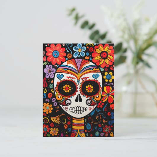 Aangepaste tekst 💀Exquise Día de Muertos Briefkaa Briefkaart (Staand voorkant)