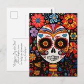 Aangepaste tekst 💀Exquise Día de Muertos Briefkaa Briefkaart (Voorkant / Achterkant)