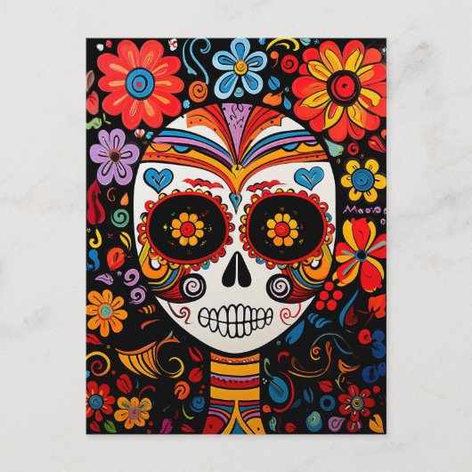 Aangepaste tekst 💀Exquise Día de Muertos Briefkaa Briefkaart (Voorkant)