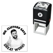 Aangepaste tekst Face Photo Teacher Zelfinktstempe Zelfinktende Stempel (In situ)