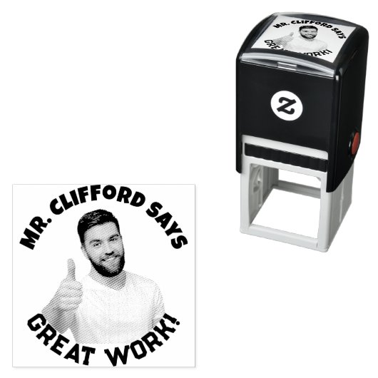 Aangepaste tekst Face Photo Teacher Zelfinktstempe Zelfinktende Stempel (In situ)