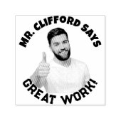 Aangepaste tekst Face Photo Teacher Zelfinktstempe Zelfinktende Stempel (Design)