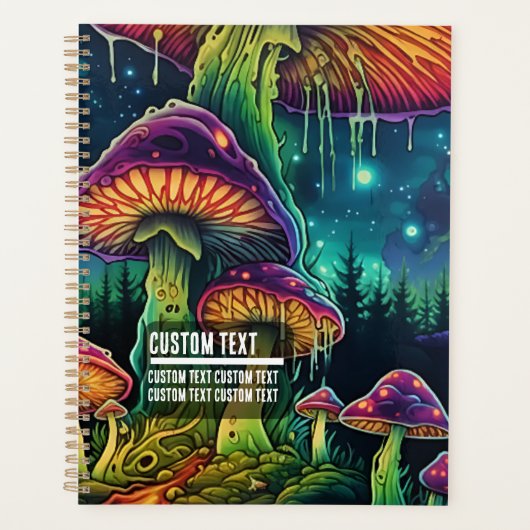 Aangepaste tekst fantasie gloeiende paddestoel bet planner (Voorkant)