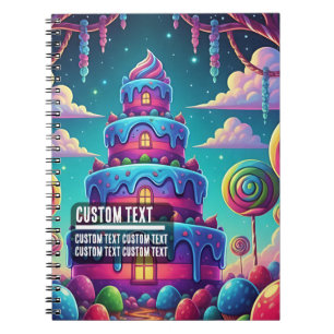 Aangepaste Tekst Fantasie Meerlagige Cake Blauw Ro Notitieboek