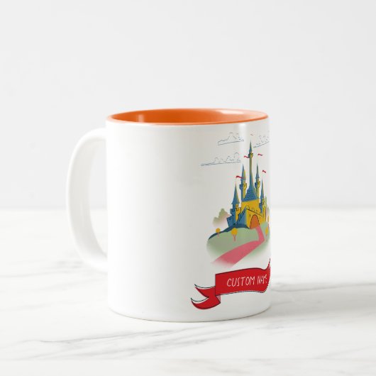 Aangepaste tekst Fantasy Castle Tweekleurige Koffiemok (Voorkant links)