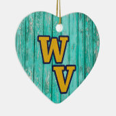 Aangepaste tekst/ Farmhouse Rustic Wood West Virgi Keramisch Ornament (Rechts)