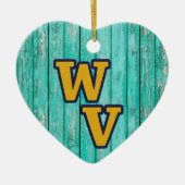 Aangepaste tekst/ Farmhouse Rustic Wood West Virgi Keramisch Ornament (Voorkant)