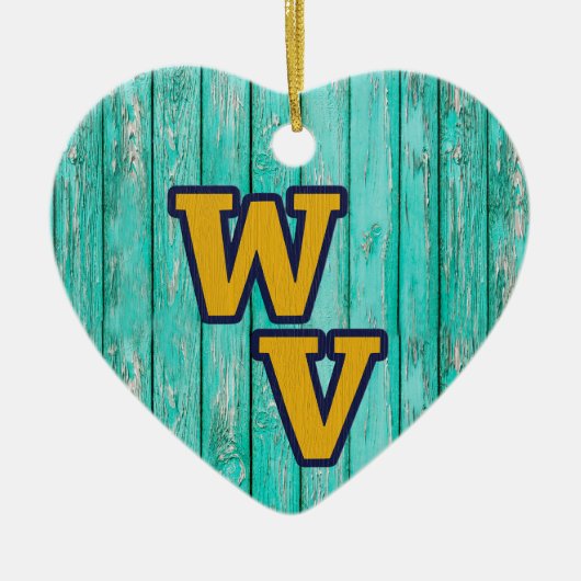 Aangepaste tekst/ Farmhouse Rustic Wood West Virgi Keramisch Ornament (Voorkant)