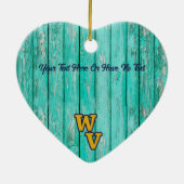 Aangepaste tekst/ Farmhouse Rustic Wood West Virgi Keramisch Ornament (Achterkant)