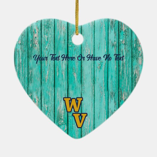 Aangepaste tekst/ Farmhouse Rustic Wood West Virgi Keramisch Ornament (Achterkant)