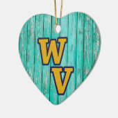 Aangepaste tekst/ Farmhouse Rustic Wood West Virgi Keramisch Ornament (Links)